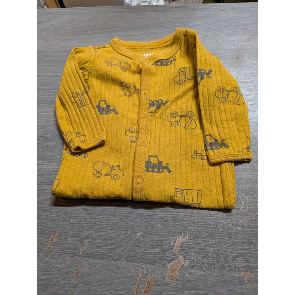 Child of Mine by Carters Mustard Yellow Construction Truck Ribbed Footed Sleeper